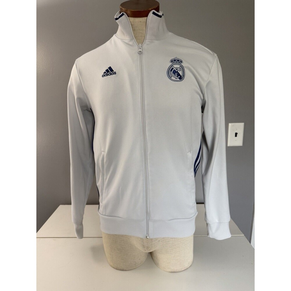 Adidas Real Madrid Track Jacket Men Sz S White Full Zip 2016-17 Soccer Warm Up